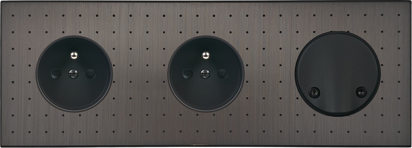 MODELEC - Façade Empreintes POINT Canon Fusil Triple Horizontale 2 Prises de Courant SC M