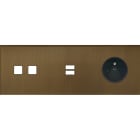 MODELEC - Façade Empreintes ANGLE Vieux Bronze Triple Horizontale 2 boutons carrés U1 PC M