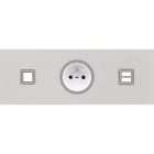 MODELEC - Façade Empreintes VOLUME Blanc Triple Horizontale 1 bouton Prise de Courant U1 M