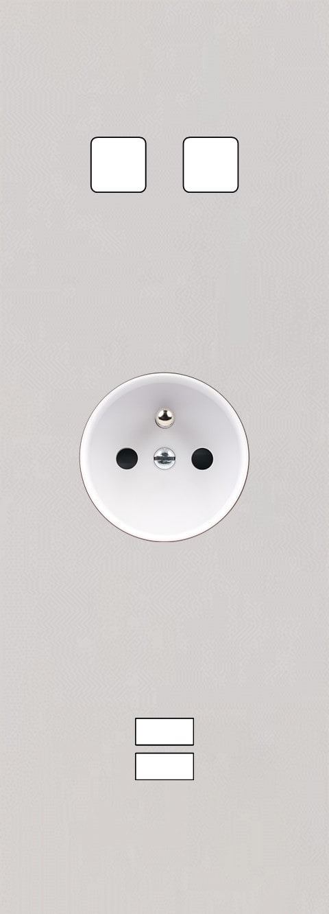 MODELEC - Façade Empreintes PLAN Blanc Triple Verticale 2 boutons PC U1 M
