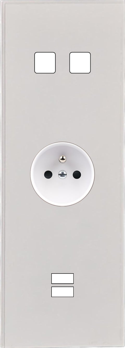 MODELEC - Façade Empreintes ANGLE Blanc Triple Verticale 2 boutons PC U1 M