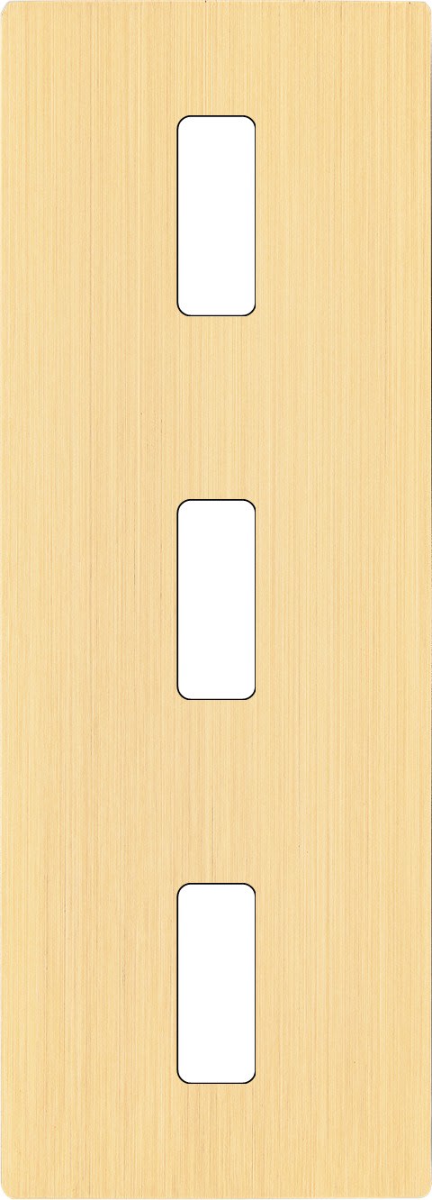 MODELEC - Façade "M" Laiton Brosse Triple Verticale 1 Bouton 1 Bouton 1 Bouton magnétique