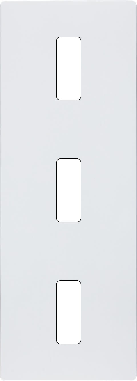 MODELEC - Façade "M" Blanc Mat Triple Verticale 1 Bouton 1 Bouton 1 Bouton magnétique