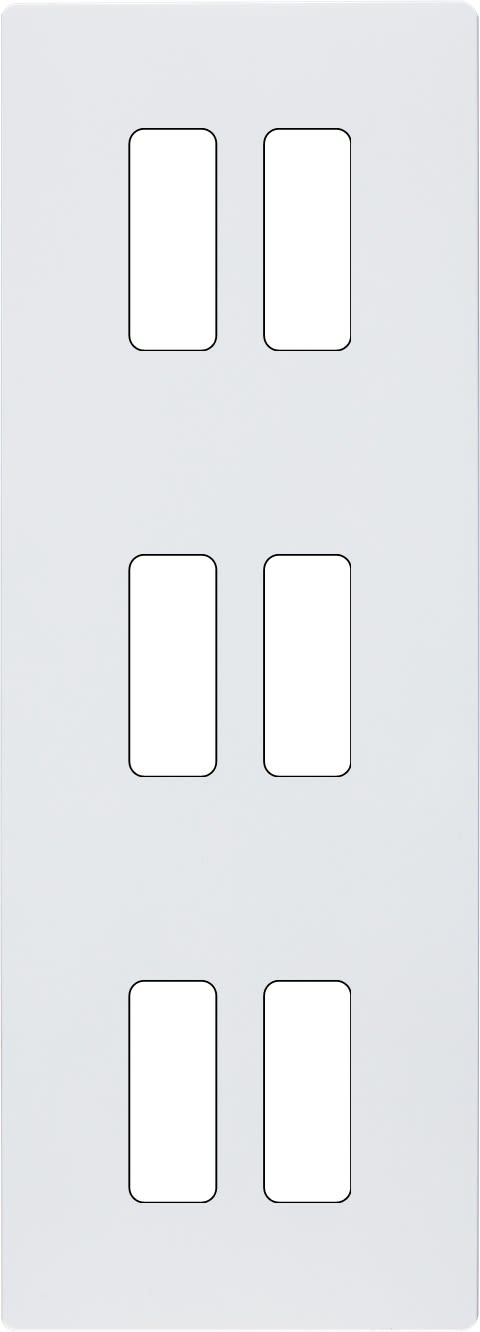 MODELEC - Façade "M" Blanc Mat Triple Verticale 2 Boutons 2 Boutons 2 Boutons magnétique