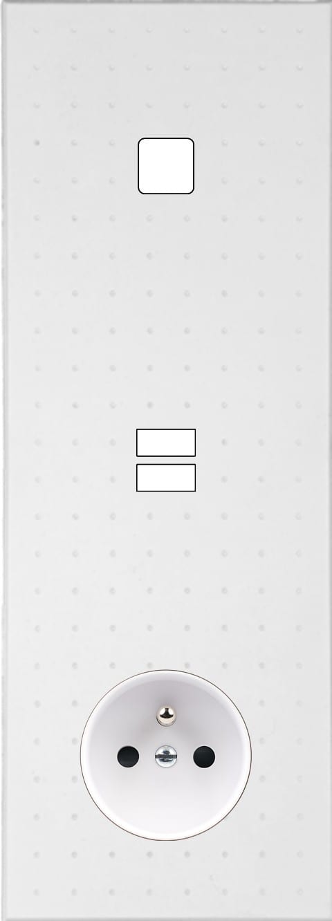 MODELEC - Façade Empreintes POINT Blanc Triple Verticale 1 bouton Chargeur USB PC M