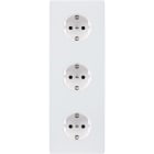 MODELEC - Façade "M" Blanc Mat Triple Verticale 2 Prises Schuko 1 Prise Schuko magnétique