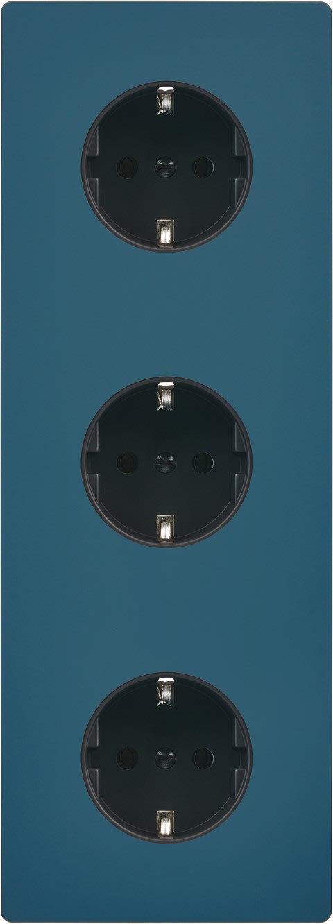 MODELEC - Façade "M" Gris Mat Triple Verticale 2 Prises Schuko 1 Prise Schuko magnétique