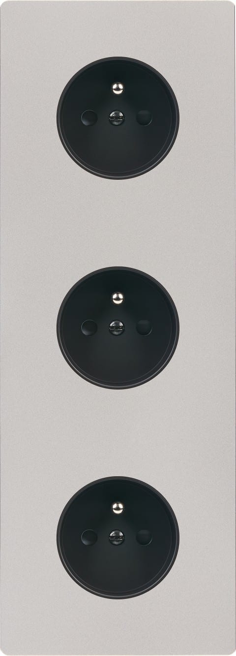 MODELEC - Façade "M" Nickel Sable Triple Verticale R1 R1 R1 magnétique