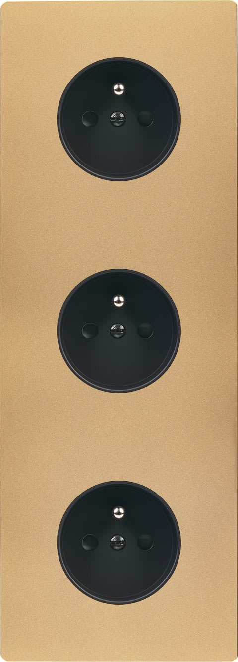 MODELEC - Façade "M" Laiton Sable Triple Verticale R1 R1 R1 magnétique