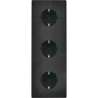 MODELEC - Façade "M" Acier Verni Triple Verticale 2 Prises Schuko 1 Prise Schuko magnétiq