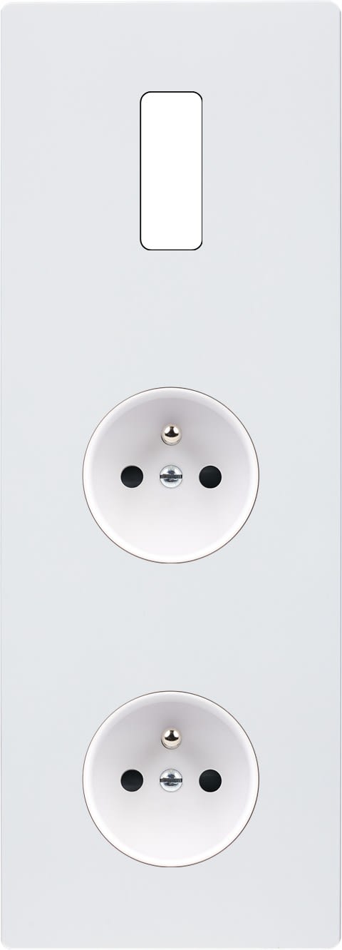 MODELEC - Façade "M" Blanc Mat Triple Verticale 1 Bouton 1 Prise 1 Prise magnétique