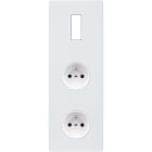MODELEC - Façade "M" Blanc Mat Triple Verticale 1 Bouton 1 Prise 1 Prise magnétique