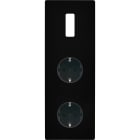 MODELEC - Façade M Noir Mat Triple Verti 1 Bouton 1 Prise Schuko 1 Prise Schuko magnétique