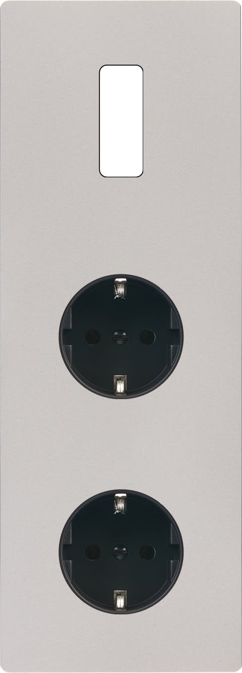 MODELEC - Façade M Nick-Sabl Triple Verti 1 Bouton 1 Prise Schuko 1 Prise Schuko magnétiq