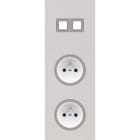 MODELEC - Façade Empreintes VOLUME Blanc Triple Verticale 2 boutons 2 Prises de Courant M