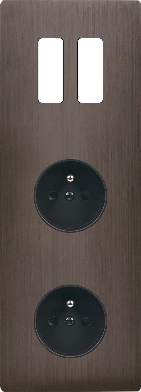 MODELEC - Façade "M" Laiton Canon Fusil Triple Vertical 2 Boutons 1 Prise 1 Prise magnétiq