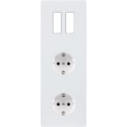 MODELEC - Façade M Blanc Mat Tripl Verti 2 Boutons 1 Prise Schuko 1 Prise Schuko magnétiq