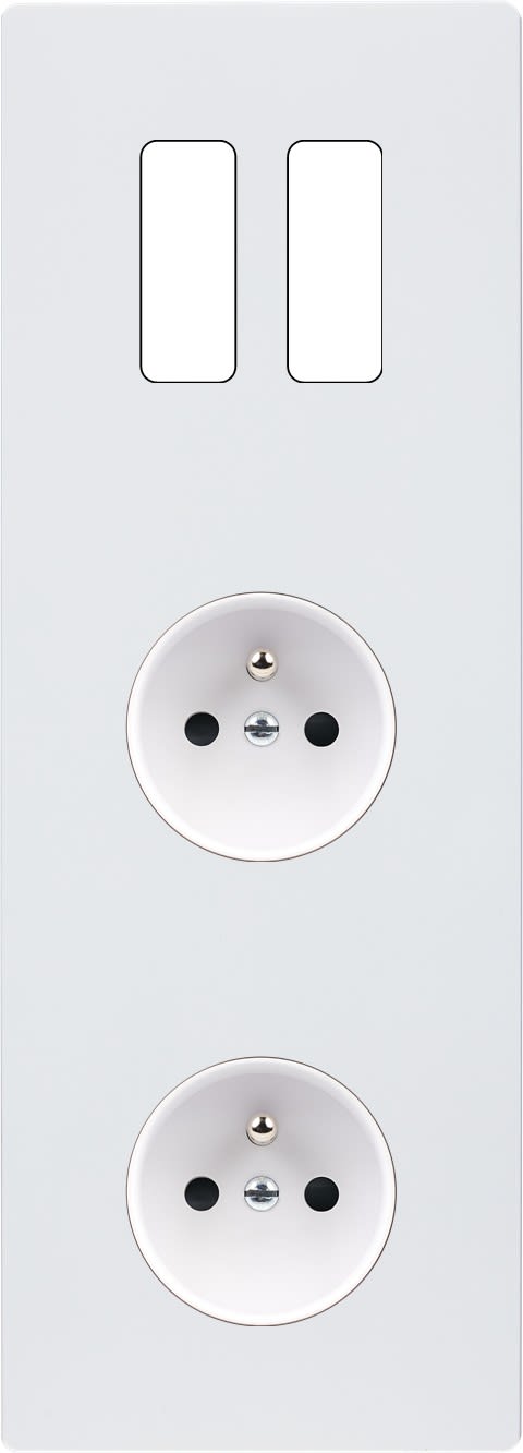 MODELEC - Façade "M" Blanc Mat Triple Verticale 2 Boutons 1 Prise 1 Prise magnétique