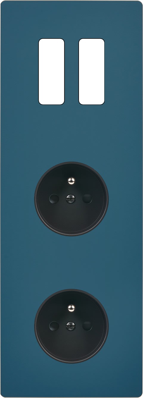 MODELEC - Façade "M" Gris Mat Triple Verticale 2 Boutons 1 Prise 1 Prise magnétique