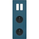 MODELEC - Façade "M" Gris Mat Triple Verticale 2 Boutons 1 Prise 1 Prise magnétique