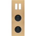 MODELEC - Façade "M" Laiton Sable Triple Verticale 2 Boutons 1 Prise 1 Prise magnétique