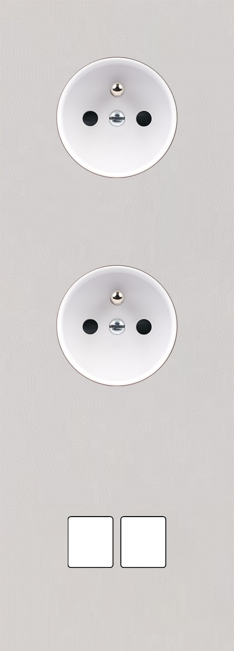 MODELEC - Façade Empreintes PLAN Blanc Triple Verticale 2 Prises de Courant Double Média M