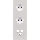 MODELEC - Façade Empreintes ANGLE Blanc Triple Verti 2 Prises de Courant Prise TV FM SAT M