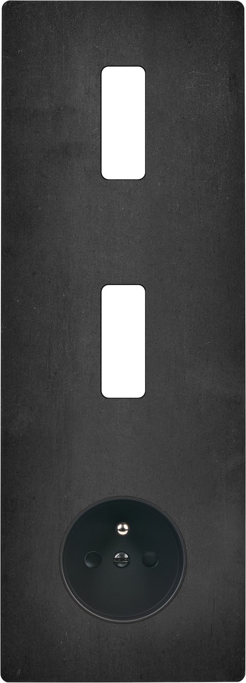 MODELEC - Façade "M" Acier Verni Triple Verticale 1 Bouton 1 Bouton 1 Prise magnétique