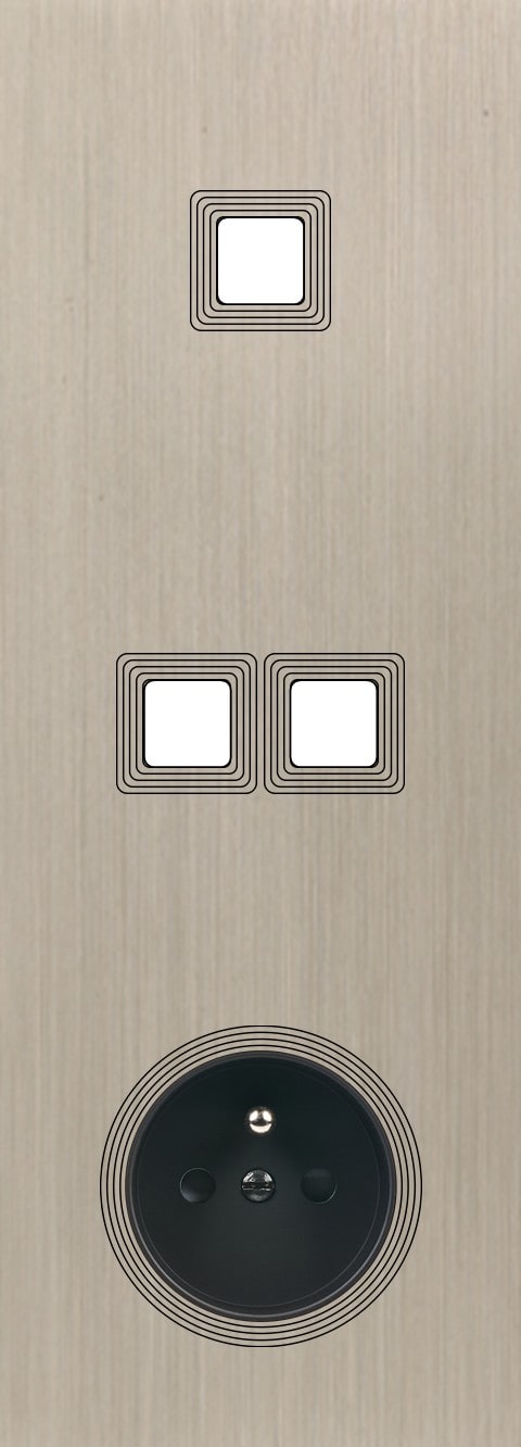 MODELEC - Façade Empreintes VOLUME Nickel Satiné Triple Verticale 1 bouton 2 boutons PC M