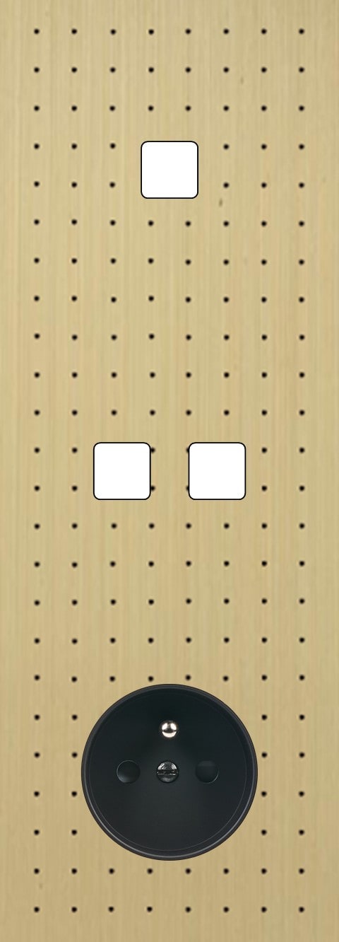 MODELEC - Façade Empreintes POINT Laiton Satiné Triple Verticale 1 bouton 2 boutons PC M