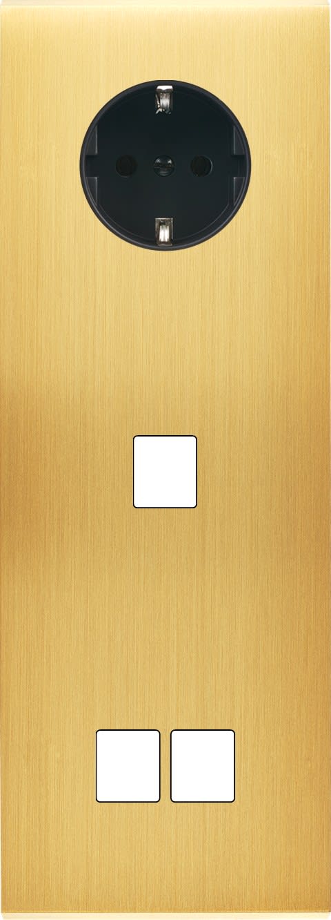 MODELEC - Façade Confidence Laiton Satine Triple Verticale Prise 2P+Tk M1 M2 Magnetique