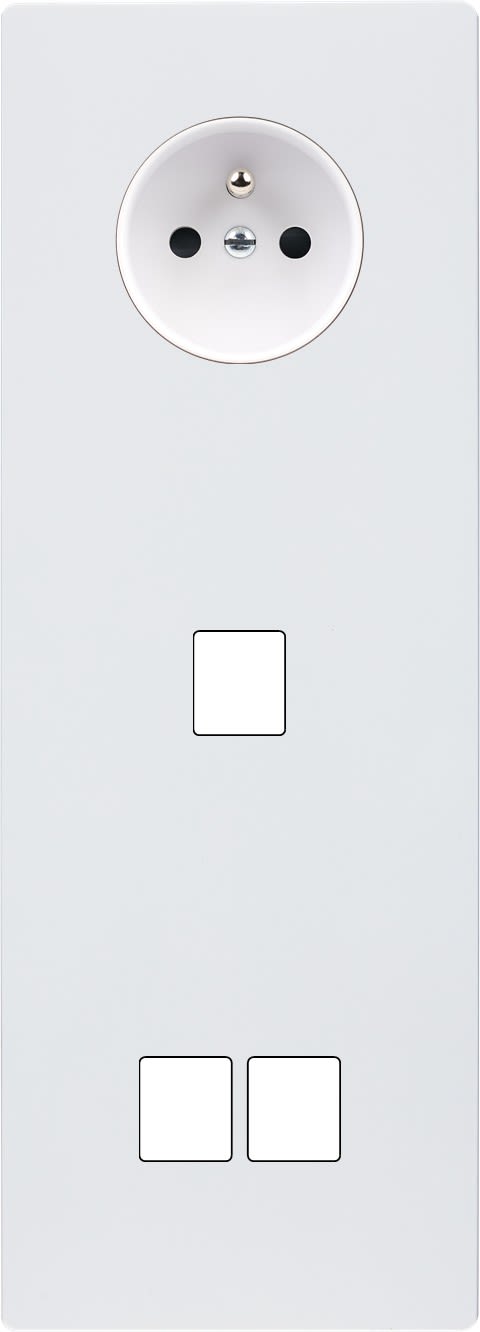 MODELEC - Façade "M" Blanc Mat Triple Verticale 1 Prise 1 Media 2 Media magnétique