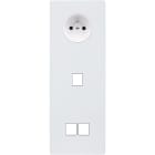 MODELEC - Façade "M" Blanc Mat Triple Verticale 1 Prise 1 Media 2 Media magnétique