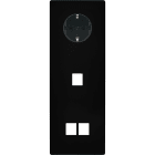 MODELEC - Façade M Noir Mat Triple Verticale 1 Prise Schuko 1 Media 2 Media magnétique