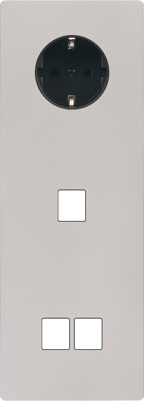 MODELEC - Façade M Nickel Sable Triple Verticale 1 Prise Schuko 1 Media 2 Media magnétique