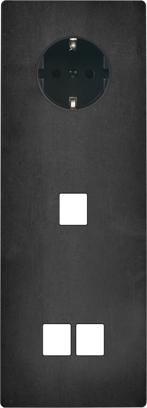 MODELEC - Façade M Acier Verni Triple Verticale 1 Prise Schuko 1 Media 2 Media magnétique