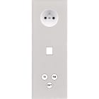 MODELEC - Façade Empreintes ANGLE Blanc Triple Verti Prise 2P+T 1 Média Prise TV FM SAT M
