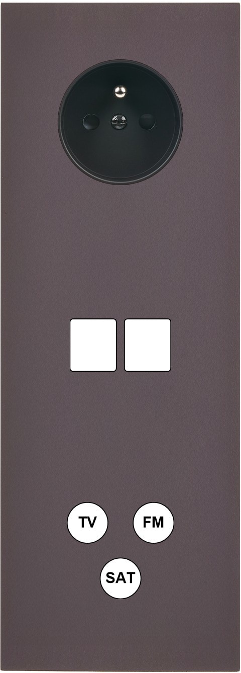 MODELEC - Façade Désir Anthracite Mat Triple Verticale PC 2 Medias Tv-Fm-Sat