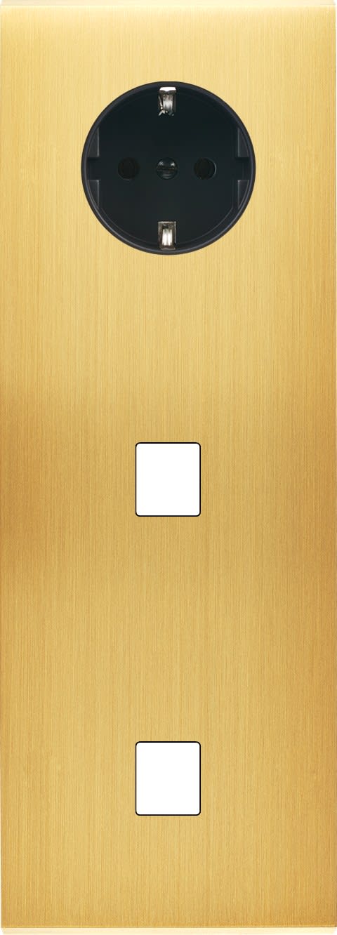 MODELEC - Façade Confidence Laiton Satine Triple Verticale Prise 2P+Tk M1 M1 Magnetique