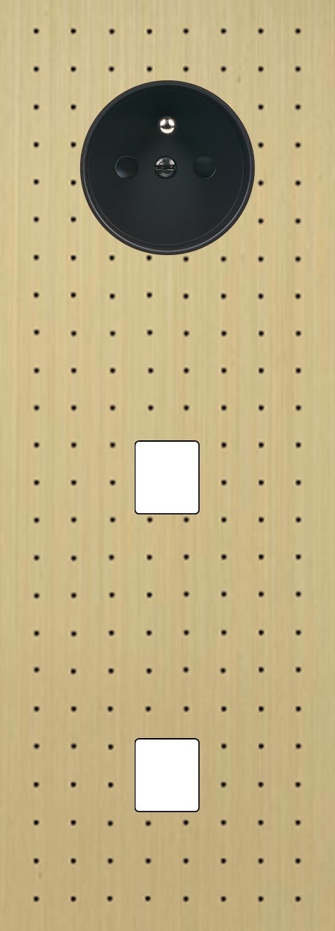 MODELEC - Façade Empreintes POINT Laiton Sat Triple Verti Prise 2P+T 1 Média 1 Média M