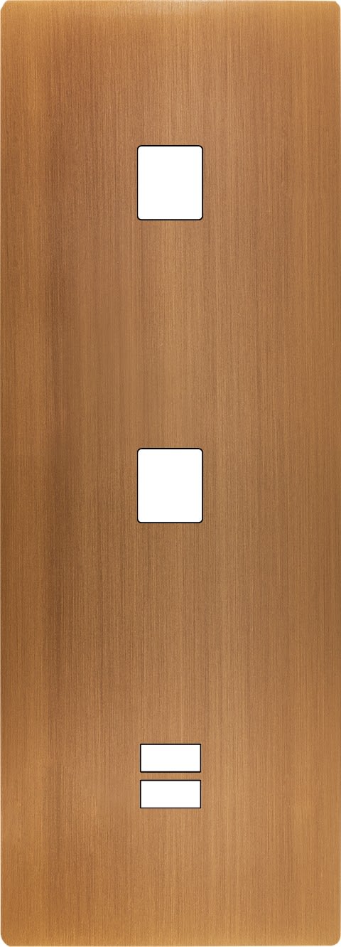 MODELEC - Façade "M" Laiton Vieux Bronz Tripl Verti 1 Media 1 Media 1 Chargeur USB Sansvis