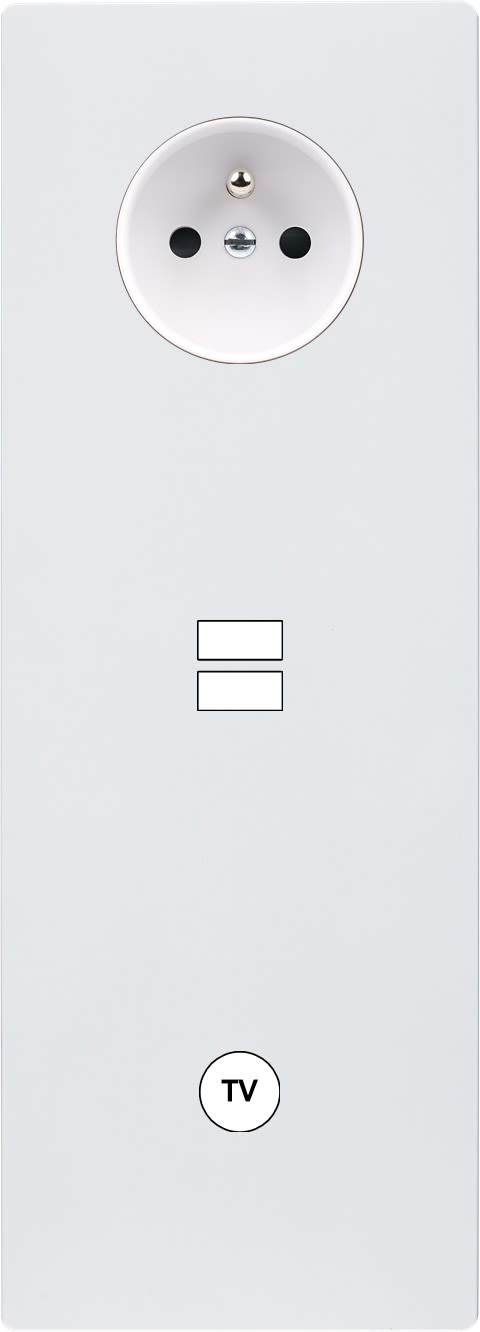 MODELEC - Façade "M" Blanc Mat Triple Verticale 1 Prise 1 Chargeur USB 1 Prise Tv magnétiq