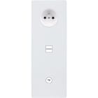 MODELEC - Façade "M" Blanc Mat Triple Verticale 1 Prise 1 Chargeur USB 1 Prise Tv magnétiq