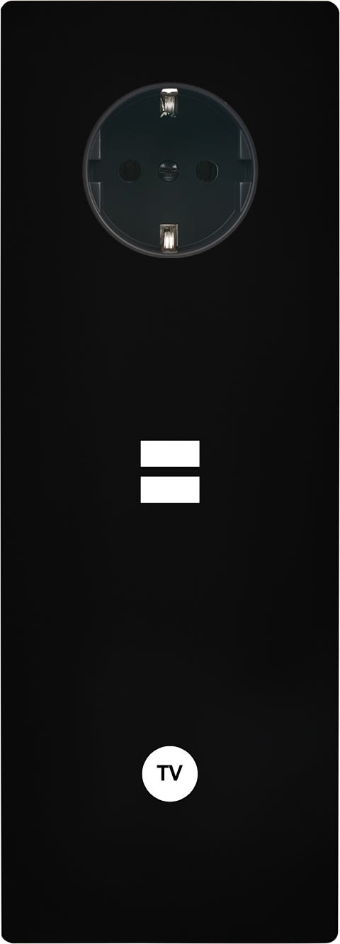 MODELEC - Façade M Noir Mat Triple Verti 1 Prise Schuko 1 Chargeur USB 1 Prise Tv magnétiq