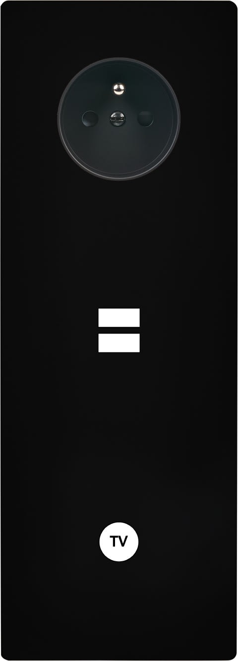 MODELEC - Façade "M" Noir Mat Triple Verticale 1 Prise 1 Chargeur USB 1 Prise Tv magnétiq