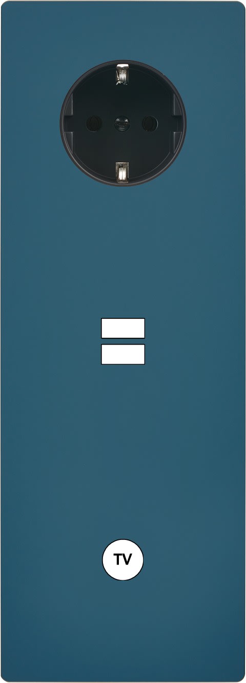 MODELEC - Façade M Gris Mat Triple Verti 1 Prise Schuko 1 Chargeur USB 1 Prise Tv magnétiq