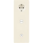 MODELEC - Façade M Aluminium Ivoire Triple Verti 1 Prise Schuko 1 Chargeur USB 1 Prise Tv