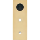 MODELEC - Façade "M" Laiton Verni Triple Vertic 1 Prise 1 Chargeur USB 1 Prise Tv magnétiq