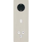 MODELEC - Façade M Nickel Brosse Triple Verti 1 Schuko 1 Chargeur USB 1 Tv-Fm-Sat magnétiq