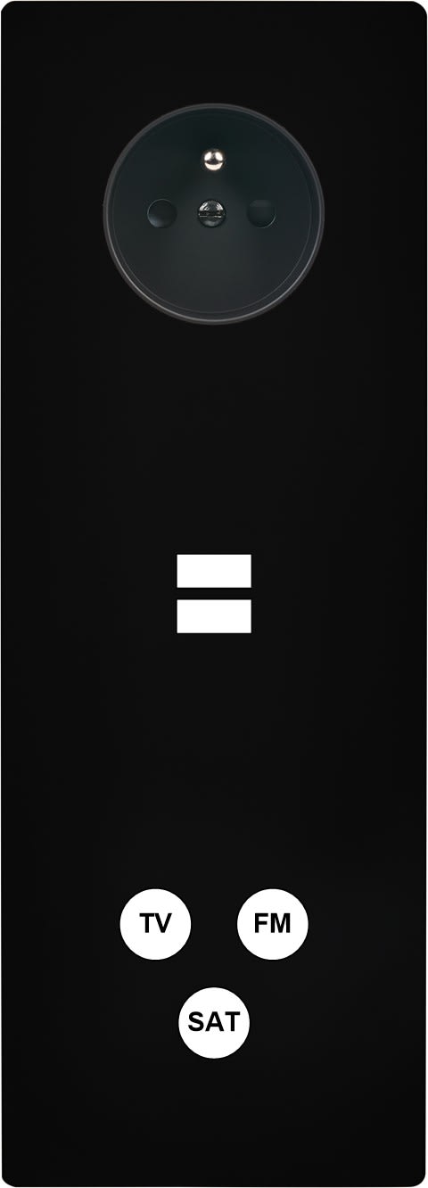 MODELEC - Façade "M" Noir Mat Triple Verticale 1 Prise 1 Chargeur USB 1 Tv-Fm-Sat magnétiq